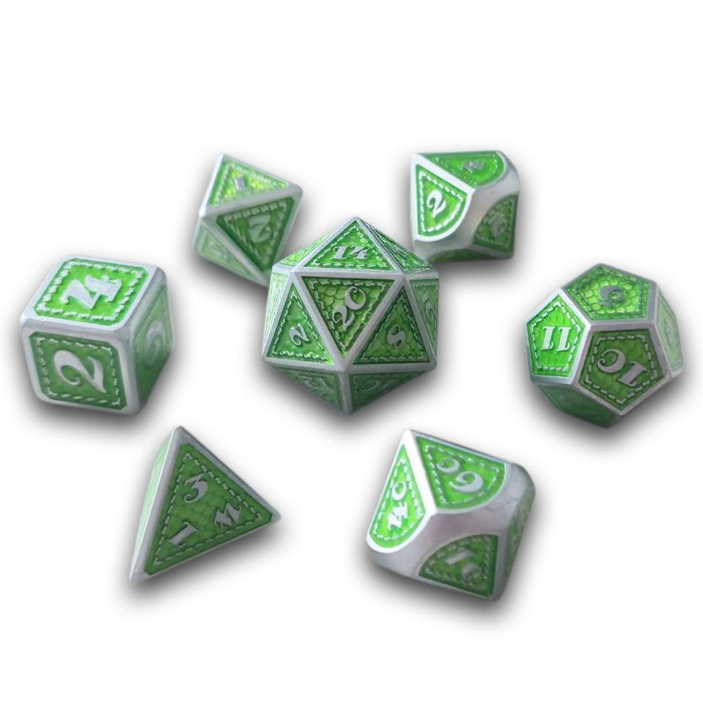 PREORDER Chronicle - Lime Scalemail Metal Dice Set