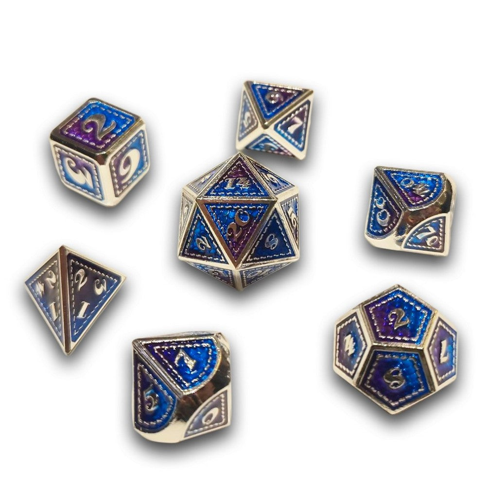 PREORDER Chronicle - Purple Blue Scalemail Metal Dice Set