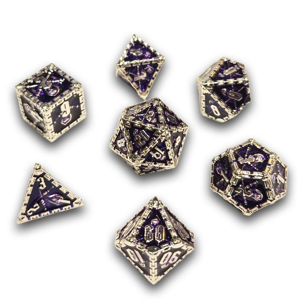 PREORDER Chronicle - Purple Silver Chains Metal Dice Set