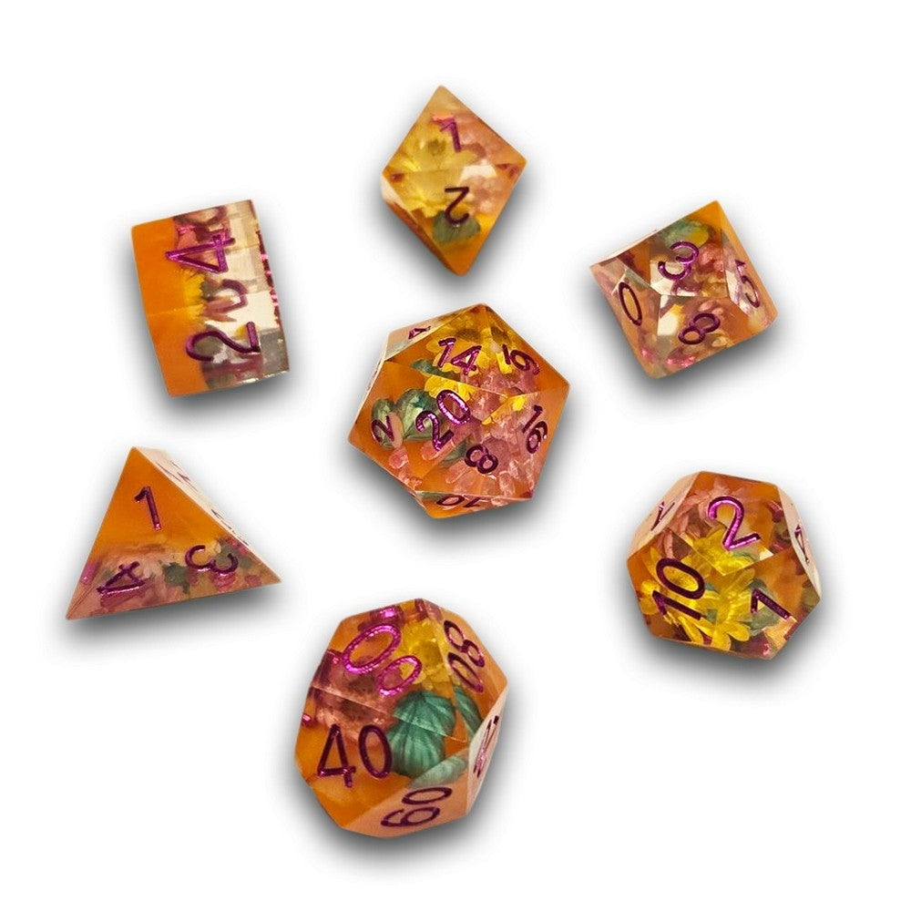 PREORDER Chronicle - Autumnal Flowers Sharp Resin Dice Set