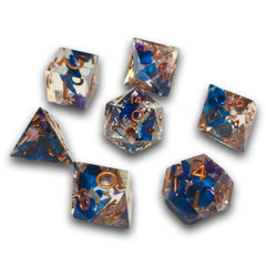 PREORDER Chronicle - Blue Floral Infusion Sharp Resin Dice Set