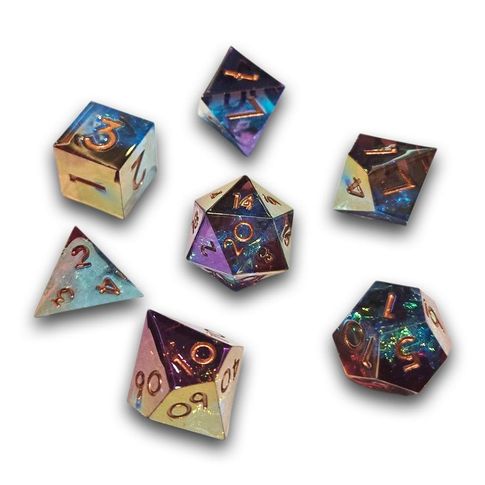 PREORDER Chronicle - Oilslick Sparkle Sharp Resin Dice Set