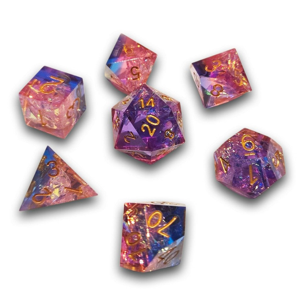 PREORDER Chronicle - Pink Blue Neblua Sharp Resin Dice Set