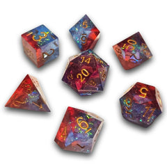 PREORDER Chronicle - Red Blue Nebula Sharp Resin Dice Set