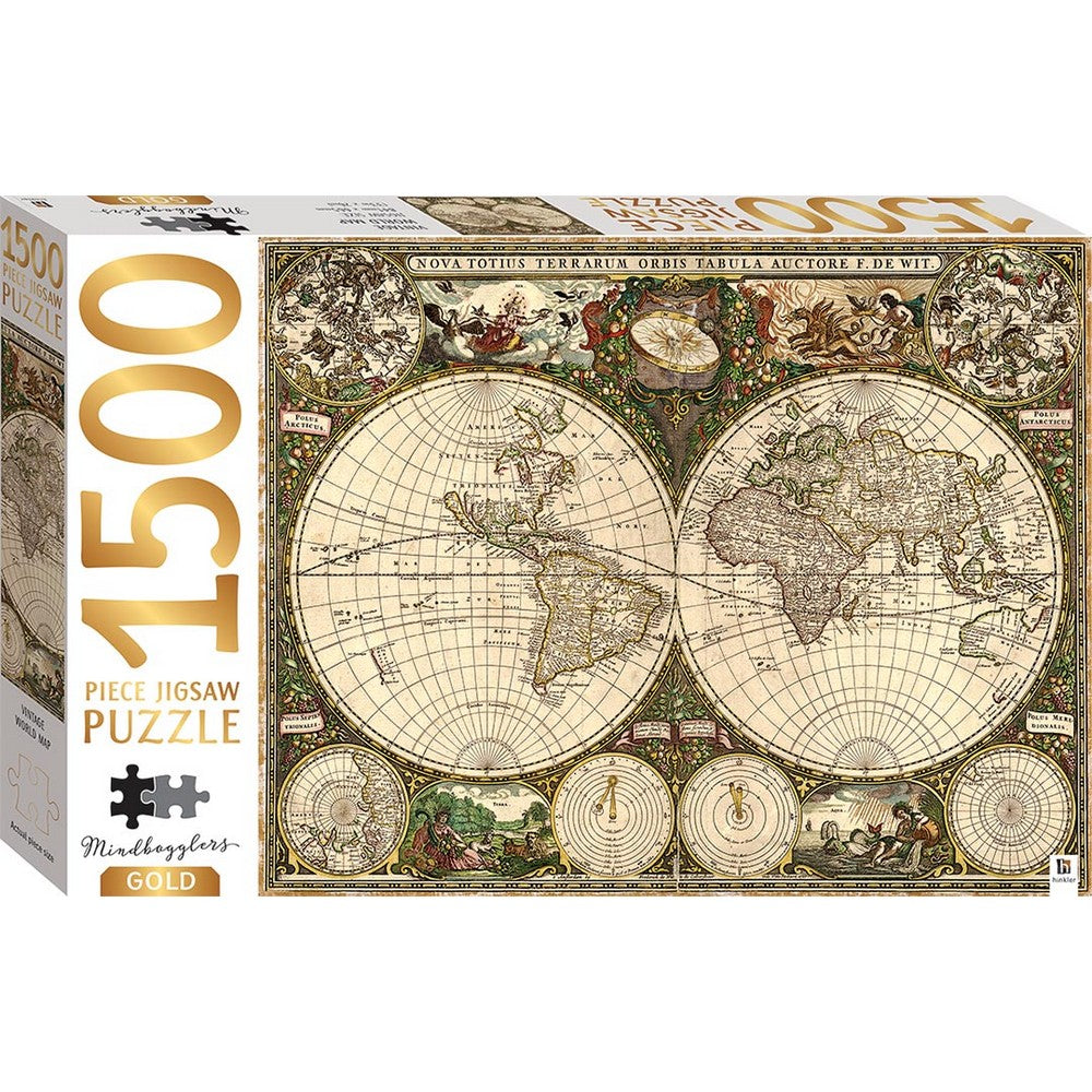 PREORDER Puzzle - Design Group - Mindbogglers Gold Vintag World Map 1500pc
