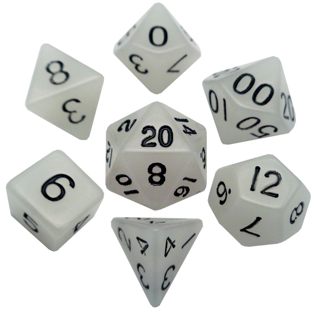 Fanroll: 16mm Acrylic Polyhedral Dice Set: Glow Clear
