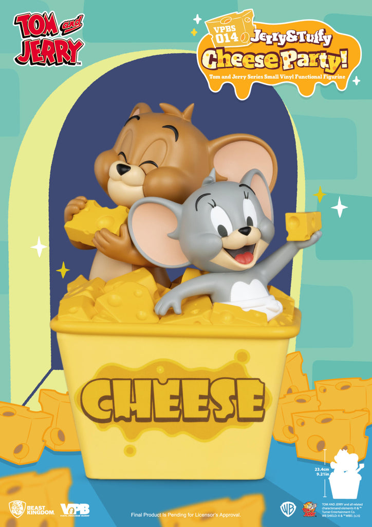 PREORDER Beast Kingdom Piggy Bank Small Tom and Jerry Vinyl Functional Figurine Jerry & Tuffy Cheese Party!