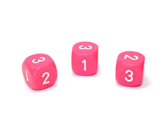 Chessex D3 Dice Opaque 16mm d3 (d6 w/ 1-2-3 twice) Pink/white