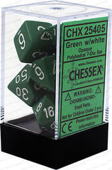 Chessex D7-Die Set  Opaque Polyhedral Green/white 7-Die Set