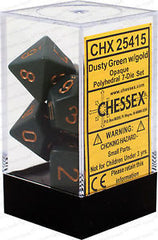 D7-Die Set Dice Opaque Polyhedral Dusty Green/Copper (7 Dice in Display)