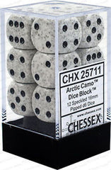 Chessex D6 Speckled 16mm d6 Arctic Camo Dice Block (12 dice)