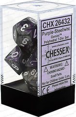 Chessex D7-Die Set Gemini Polyhedral Purple-Steel/white 7-Die Set