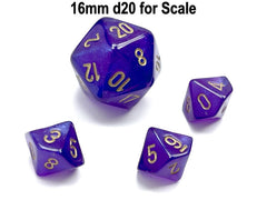 Chessex D10 Dice Borealis Mini-Polyhedral Royal Purple/gold Luminary d10