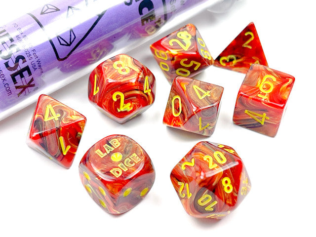 Chessex D7-Die Set Vortex Polyhedral Underworld/yellow 7-Die Set (with bonus die)