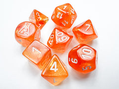 Chessex D7-Die Set Borealis Polyhedral Blood Orange/white Luminary 7-Die Set (with bonus die)