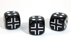 Chessex D6 Dice Axis and Allies German d6 Blank 1 Face Opaque Black/white