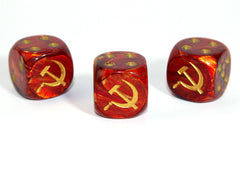 Chessex D6 Dice Axis and Allies Russian d6 Blank 1 Face Scarab Scarlet/gold
