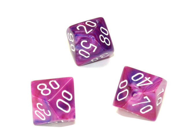 Chessex Tens 10 Dice Festive Polyhedral Violet/white Tens 10