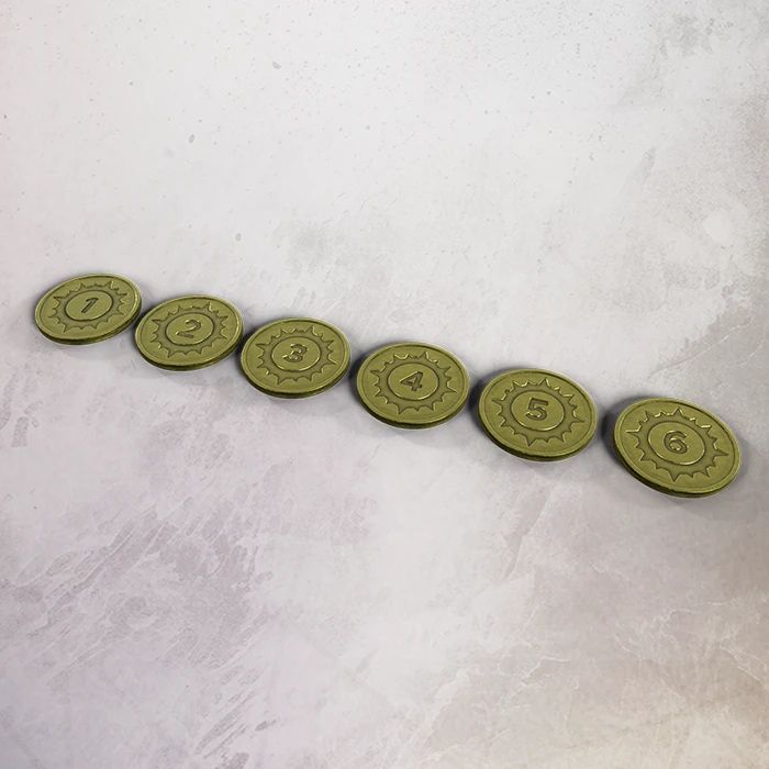 PREORDER One page Rules - Grimdark Future - Metal Objective Markers (6)