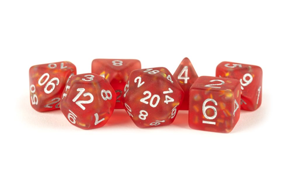 PREORDER Fanroll: 16mm Resin Polyhedral Dice Set: Icy Opal Red