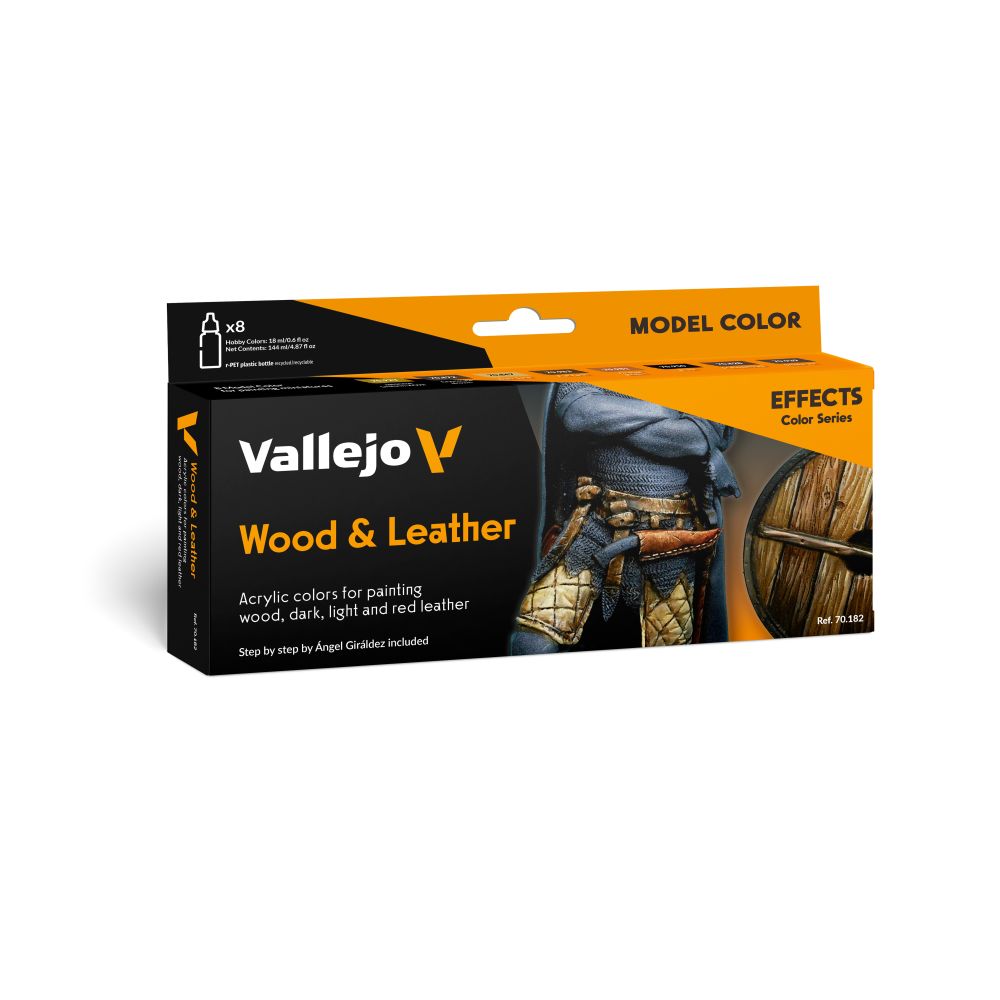 PREORDER Vallejo - Model Colour - Wood & Leather By Angel Giraldez Effects 8 Colour Set