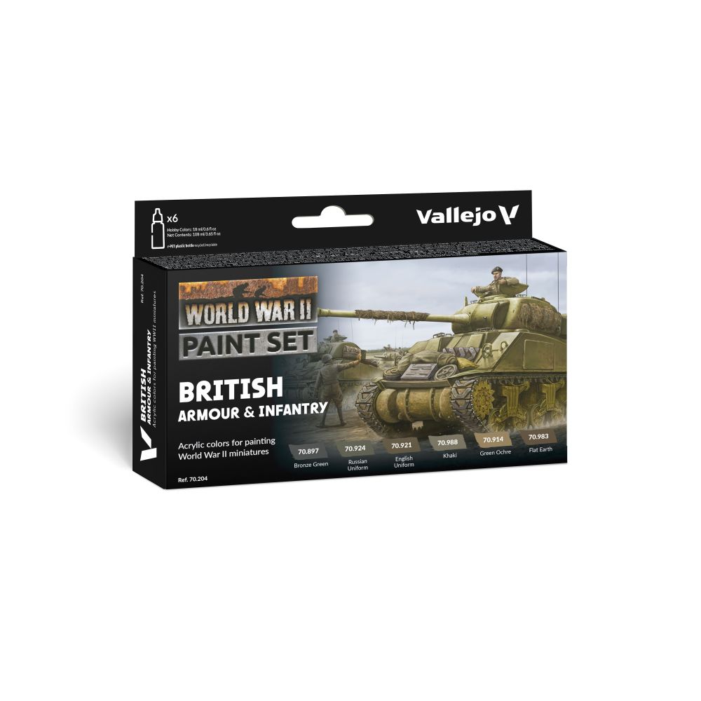 PREORDER Vallejo - Model Colour - British Armour & Infantry  WWII 6 Colour Set