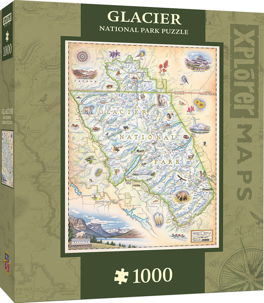 Masterpieces Puzzle Xplorer Maps Glacier National Park Map Puzzle 1000 pieces