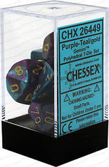 D7-Die Set Dice Gemini Polyhedral Purple-Teal/Gold (7 Dice in Display)