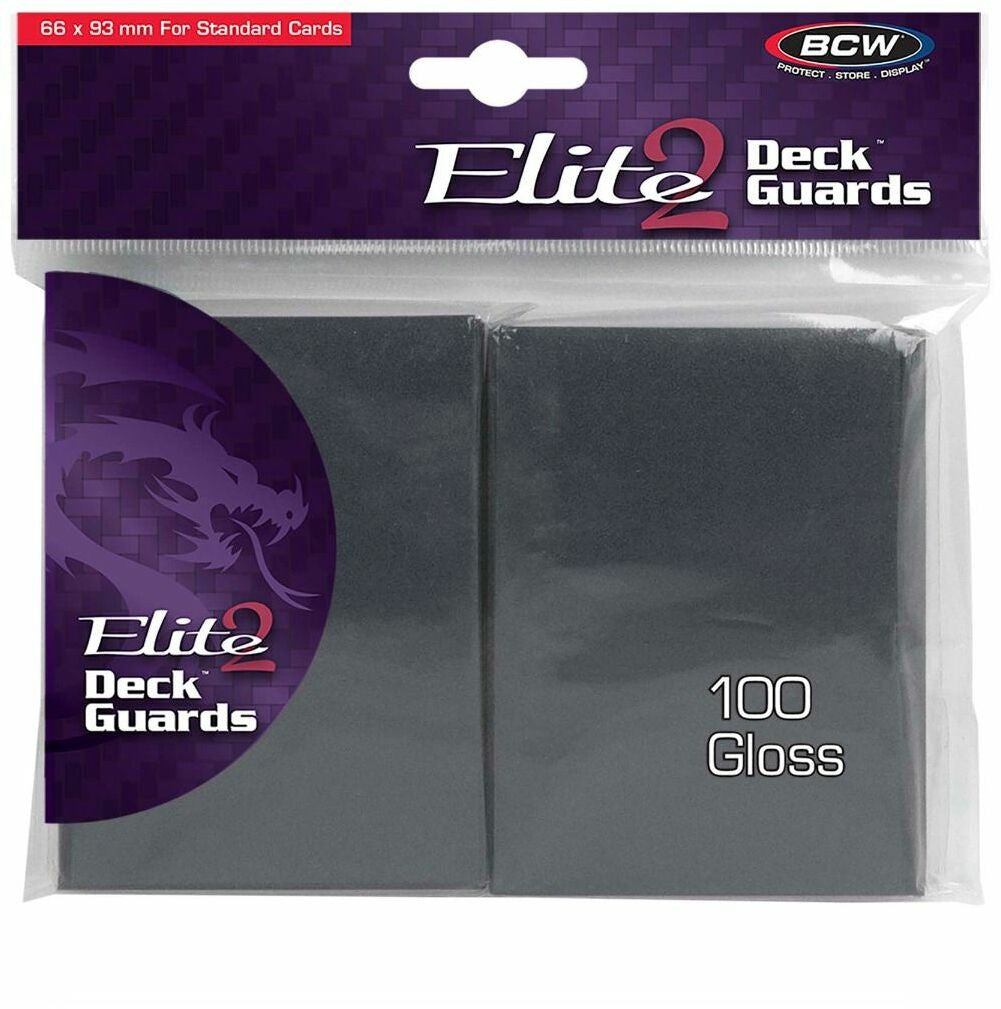 BCW Deck Protectors Standard Elite2 Glossy Cool Grey (66mm x 93mm) (100 Sleeves Per Pack)