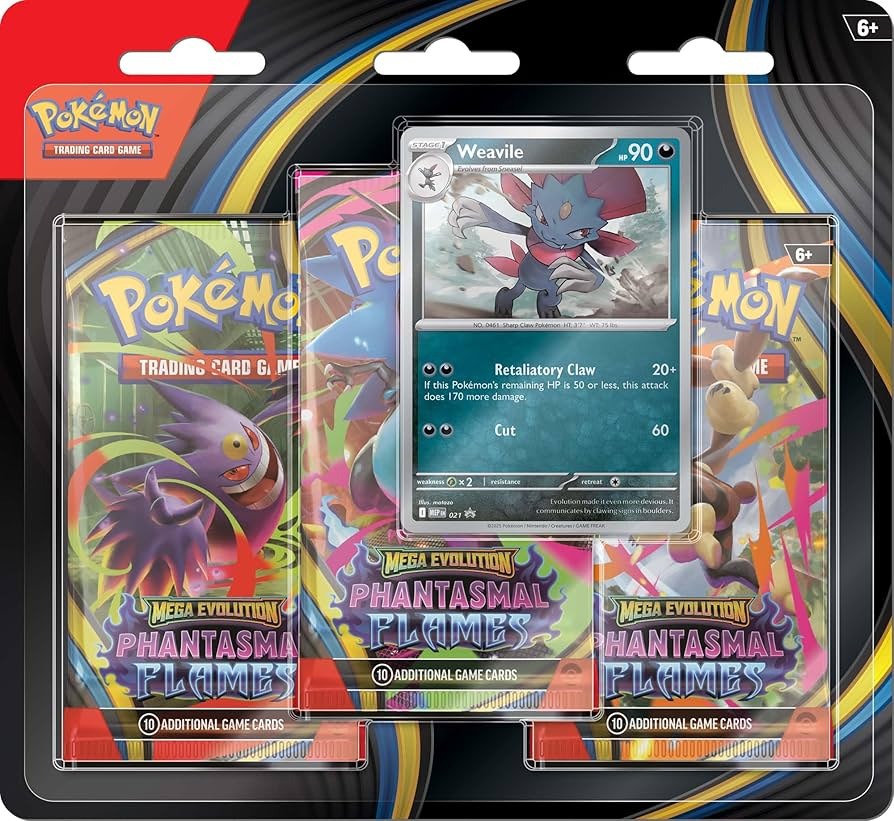 PREORDER Pokemon TCG Mega Evolutions 2 Phantasmal Flames Three booster blister