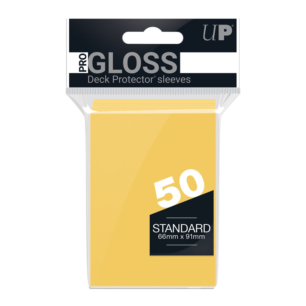 PREORDER Ultra Pro: PRO-Gloss 50ct Standard Deck Protector sleeves: Yellow