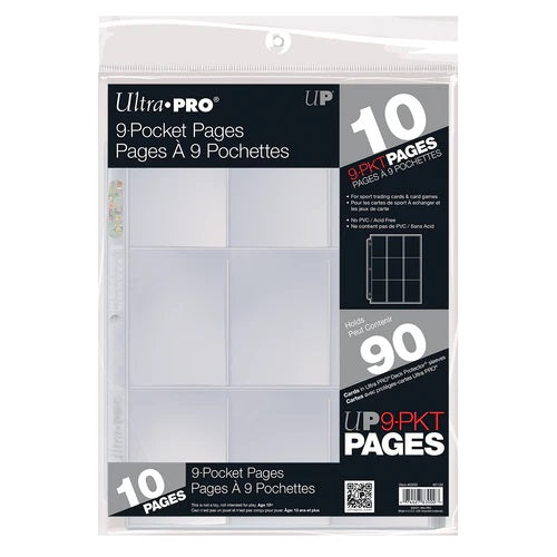 Ultra Pro: 9-Pocket Retail Page for Standard Size Cards (10 ct retail pack)