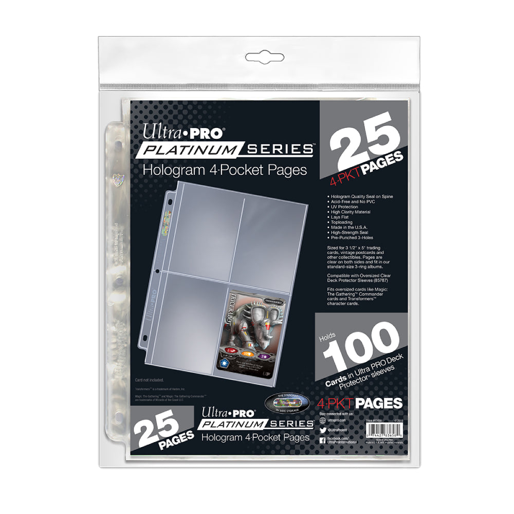 Ultra Pro: UP83658 Ultra PRO Platinum Series 4-Pocket Pages (25 ct retail pack)