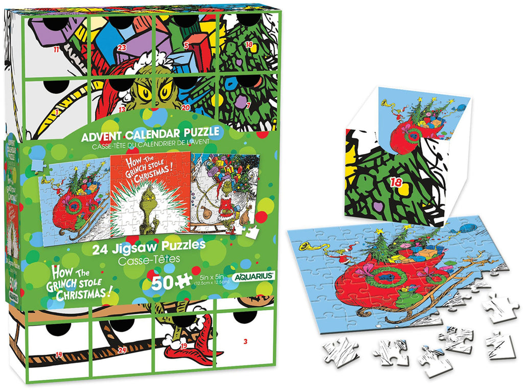 PREORDER Aquarius Puzzle How the Grinch Stole Christmas Advent Calendar Puzzle (24 Jigsaw Puzzles / 50 Pieces Each)