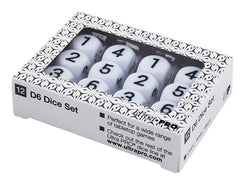 Ultra Pro: UP84617 12-Set D6 White Dice with Black Large Numbering