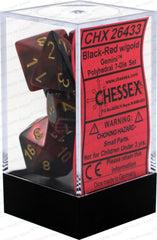 Chessex D7-Die Set Gemini Polyhedral Black-Red/gold 7-Die Set