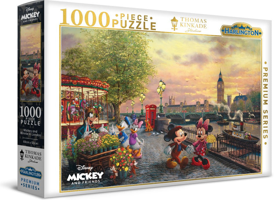 Harlington Thomas Kinkade Puzzle Disney Mickey and Minnie in London 1000 Pieces