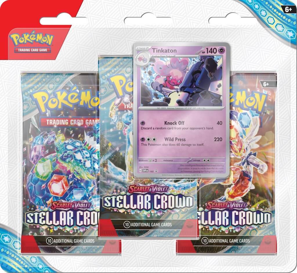 PREORDER POKEMON TCG Scarlet & Violet 7 Stellar Crown Three Booster Blister