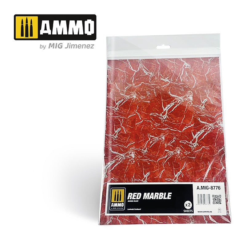 PREORDER Ammo by MIG -  Dioramas - Marble - Red Marble - Sheets of Marble 2pc