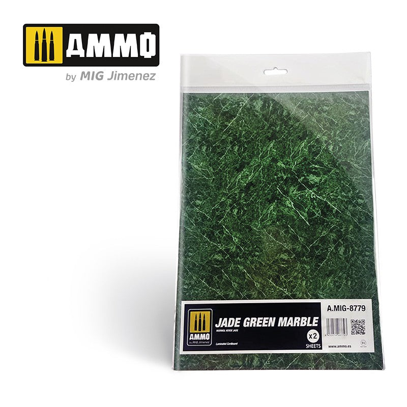 PREORDER Ammo by MIG -  Dioramas - Marble - Jade Green Marble - Sheets of Marble 2pc