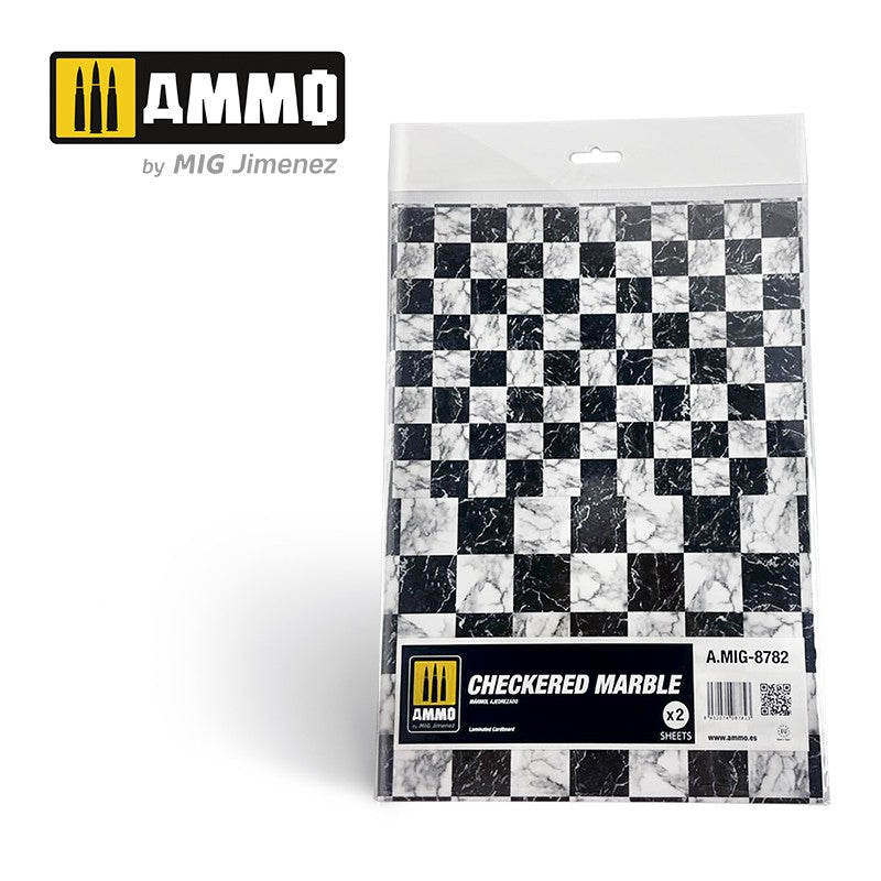 PREORDER Ammo by MIG -  Dioramas - Marble - Checkered Marble - Sheets of Marble 2pc