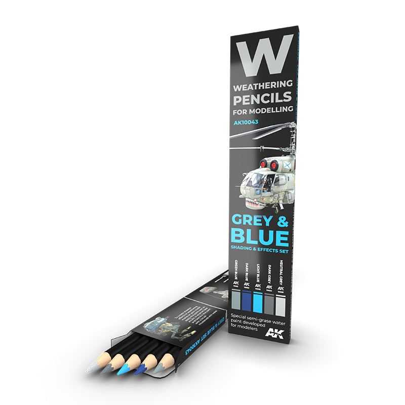 PREORDER AK Interactive - Weathering Pencils Sets - Watercolor Pencil Set grey And Blue Camouflages