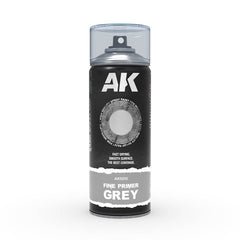 PREORDER AK Interactive - Aerosol Spray Primer  - Fine Primer grey - Spray 400ml (Includes 2 Nozzles)