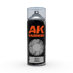 PREORDER AK Interactive - Aerosol Spray Primer  - Matt Varnish - Spray 400ml (Includes 2 Nozzles)