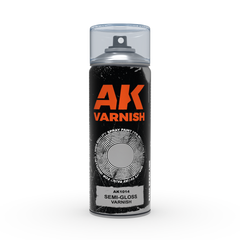 PREORDER AK Interactive - Aerosol Spray Primer  - Semi-Gloss Varnish - Spray 400ml (Includes 2 Nozzles)