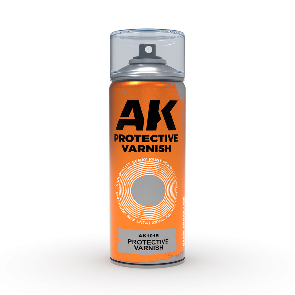 PREORDER AK Interactive - Aerosol Spray Primer  - Protective Varnish - Spray 400ml (Includes 2 Nozzles)