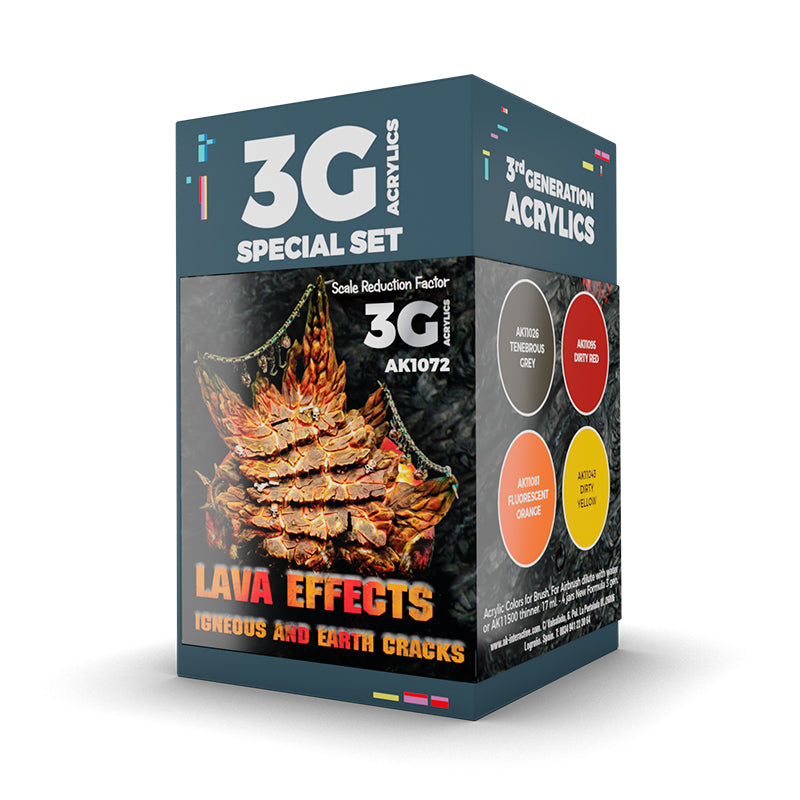 PREORDER AK Interactive - 3 Gen Acrylics - Wargame Color Set. Lava Effects.