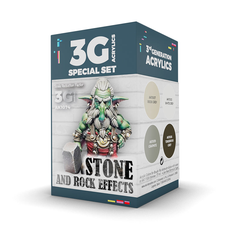 PREORDER AK Interactive - 3 Gen Acrylics - Wargame Color Set. Stone And Rock Effects.