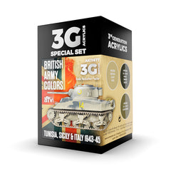 PREORDER AK Interactive - 3 Gen Acrylics - British Army Colors Tunisia. Sicily & Italy 1943-45 17ml