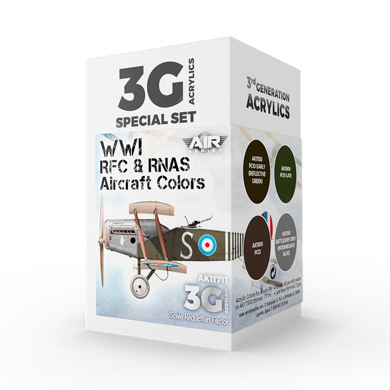PREORDER AK Interactive - 3 Gen Acrylics - Wwi Rfc & Rnas. British Aircraft Colors  Set